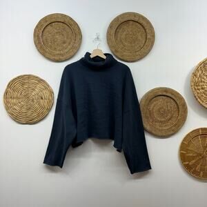 AEO American Eagle Navy Blue Dolman Oversized Turtleneck Sweatshirt Large